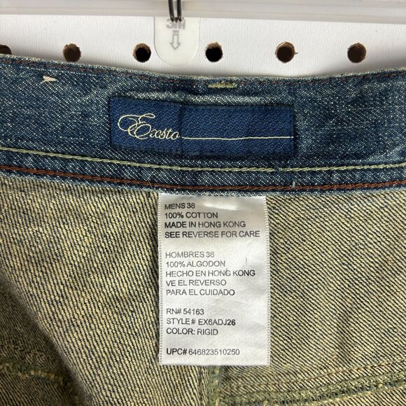 Y2K Baggy Jeans 40x34 Embroidered Grunge Streetwear Skate Wide Leg Denim Exsto - Picture 6 of 7